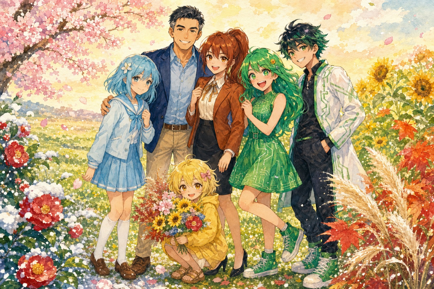 AIキャラクターたちの集合イラスト